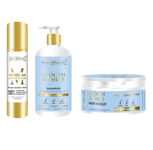 Dionne  BEAUTY PROFESSIONAL smooth and shine shampoo, masque & argan oil hair Seum